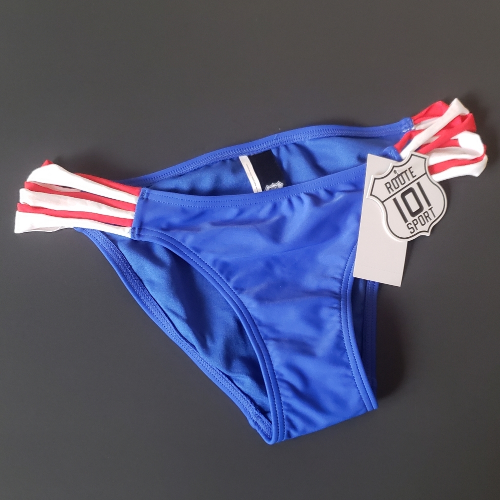 NWT! ROUTE 101 SPORT PATRIOTIC BIKINI BOTTOMS